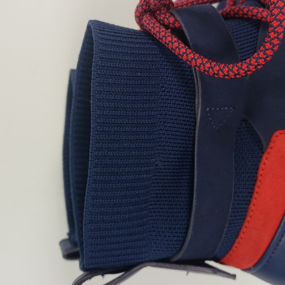 FITFLOP GLACE KNIT LEATHER MIDNIGHT NAVY RED LACE UP ANKLE BOOTS WOMEN'S 10 - Picture 7 of 15